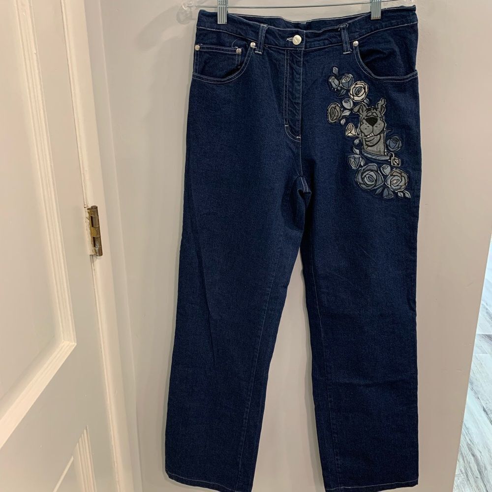 Vintage Design History Iceberg Scooby Blue Jeans with Embroidery
